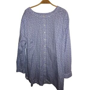 Duluth Trading Co Blue Floral Button Down Shirt